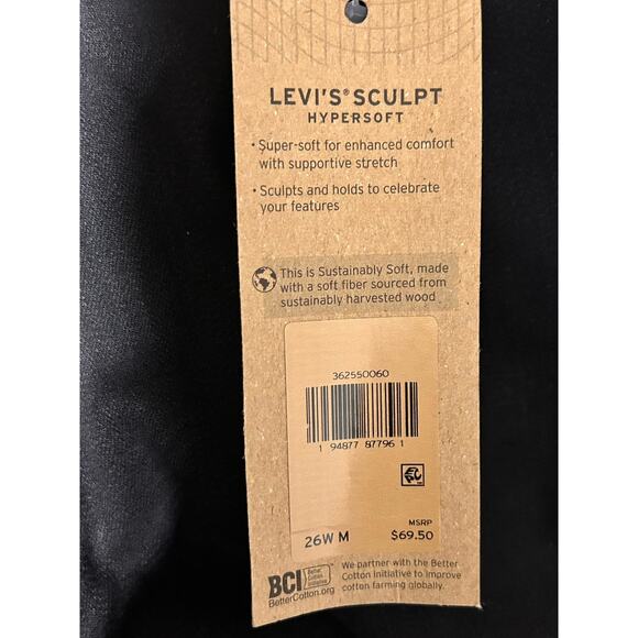 Levis Sculpt 711 Skinny Jeans Womens 26W Black Hypersoft Stretch Mid Pants New - Picture 8 of 13